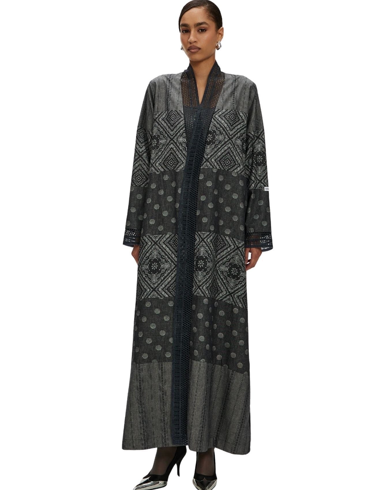 NORI-Slate Gray Cotton Abaya - 1309 - MIRA Y MANO