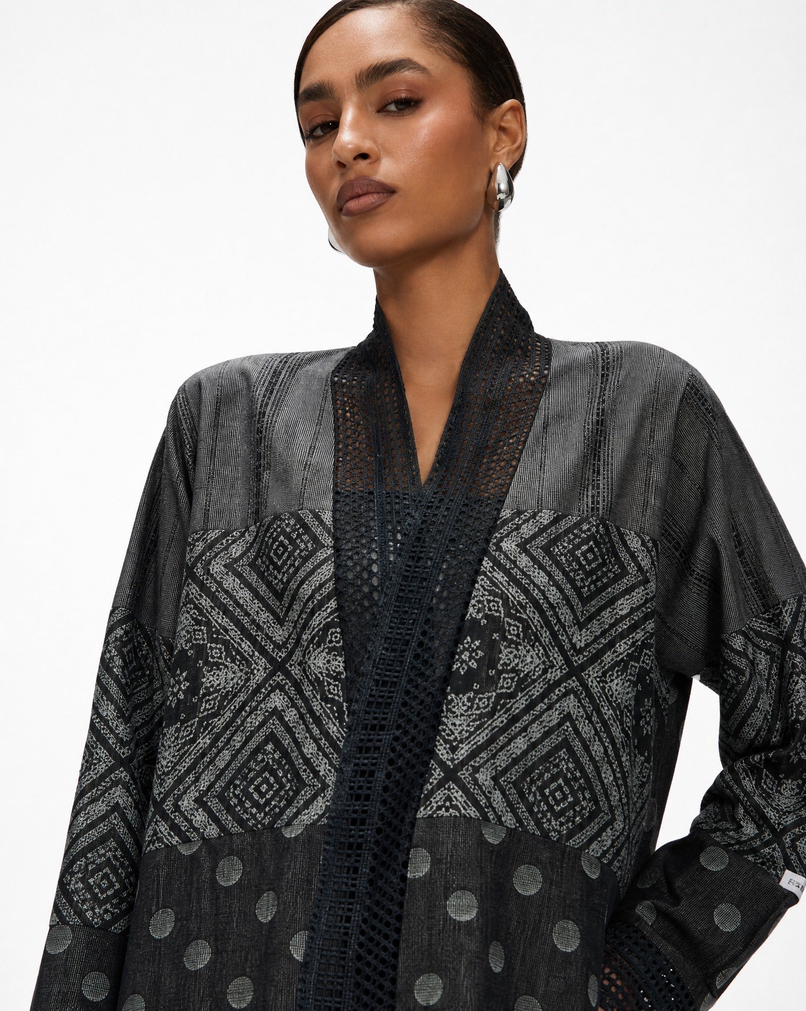 NORI-Slate Gray Cotton Abaya - 1309 - MIRA Y MANO