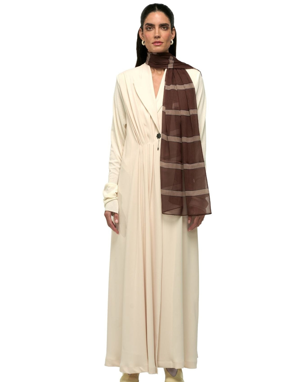 TAY-IV - Ivory Silk Abaya - 1309 - MIRA Y MANO