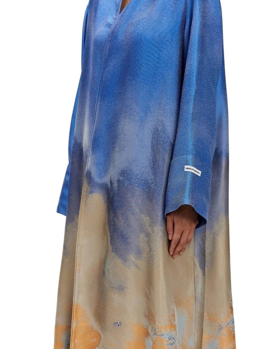 VALERIE-BL-Blue Silk Abaya - 1309 - MIRA Y MANO