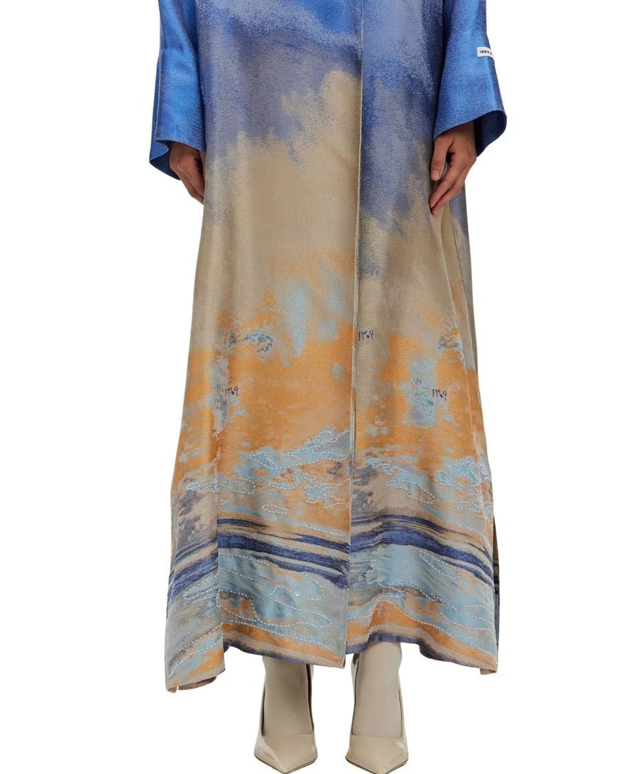 VALERIE-BL-Blue Silk Abaya - 1309 - MIRA Y MANO