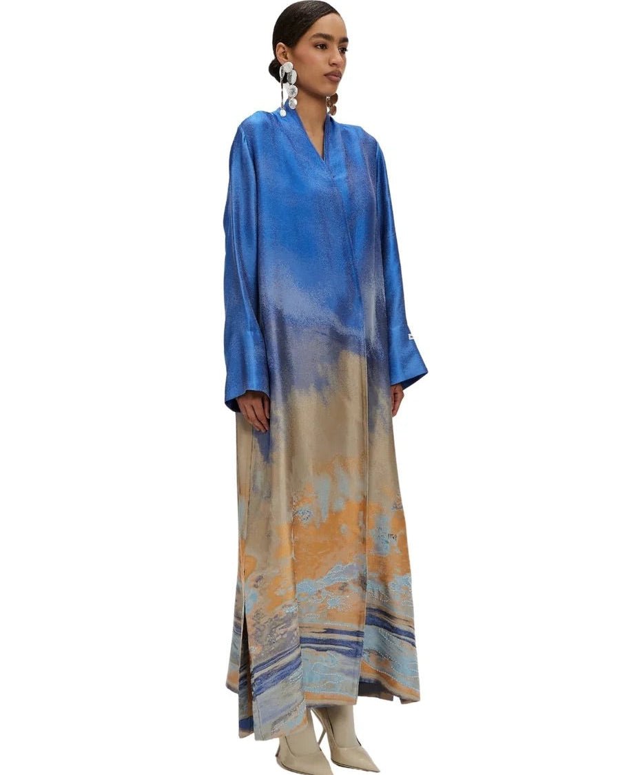 VALERIE-BL-Blue Silk Abaya - 1309 - MIRA Y MANO