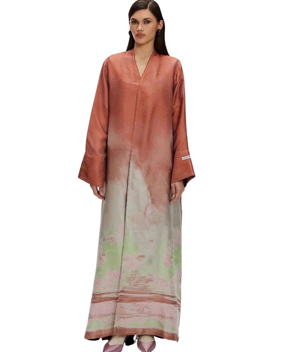 VALERIE-LC-Light Coral Silk Abaya - 1309 - MIRA Y MANO
