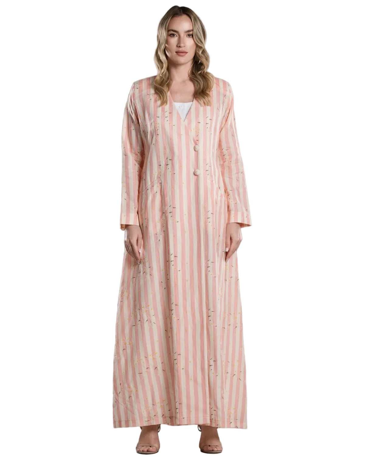 DSC26-002 – Pink Linen Abaya - ALDUKAN - MIRA Y MANO