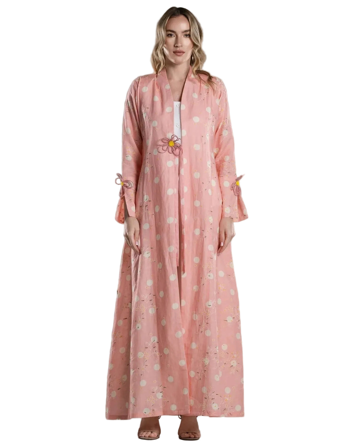 DSC26-004 – Pink Linen Abaya - ALDUKAN - MIRA Y MANO
