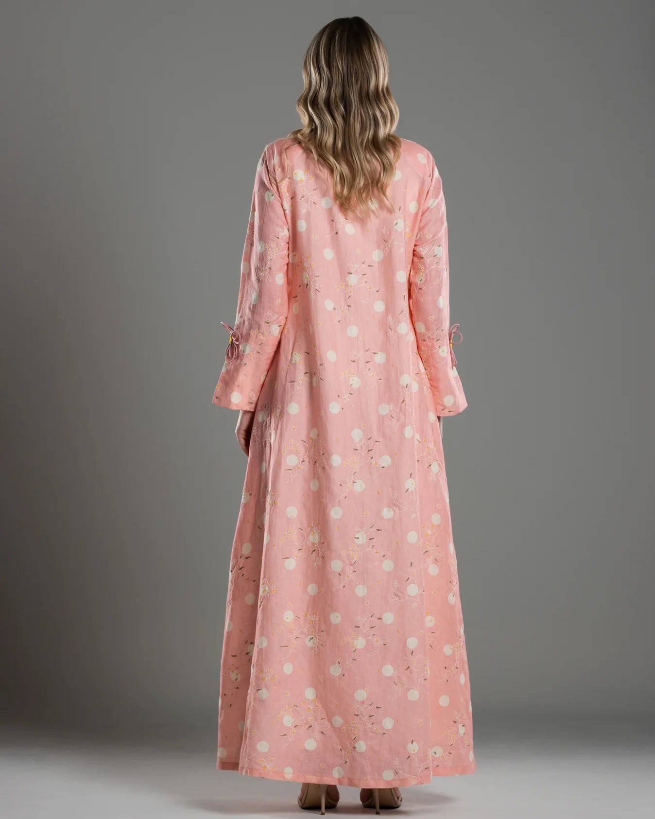 DSC26-004 – Pink Linen Abaya - ALDUKAN - MIRA Y MANO