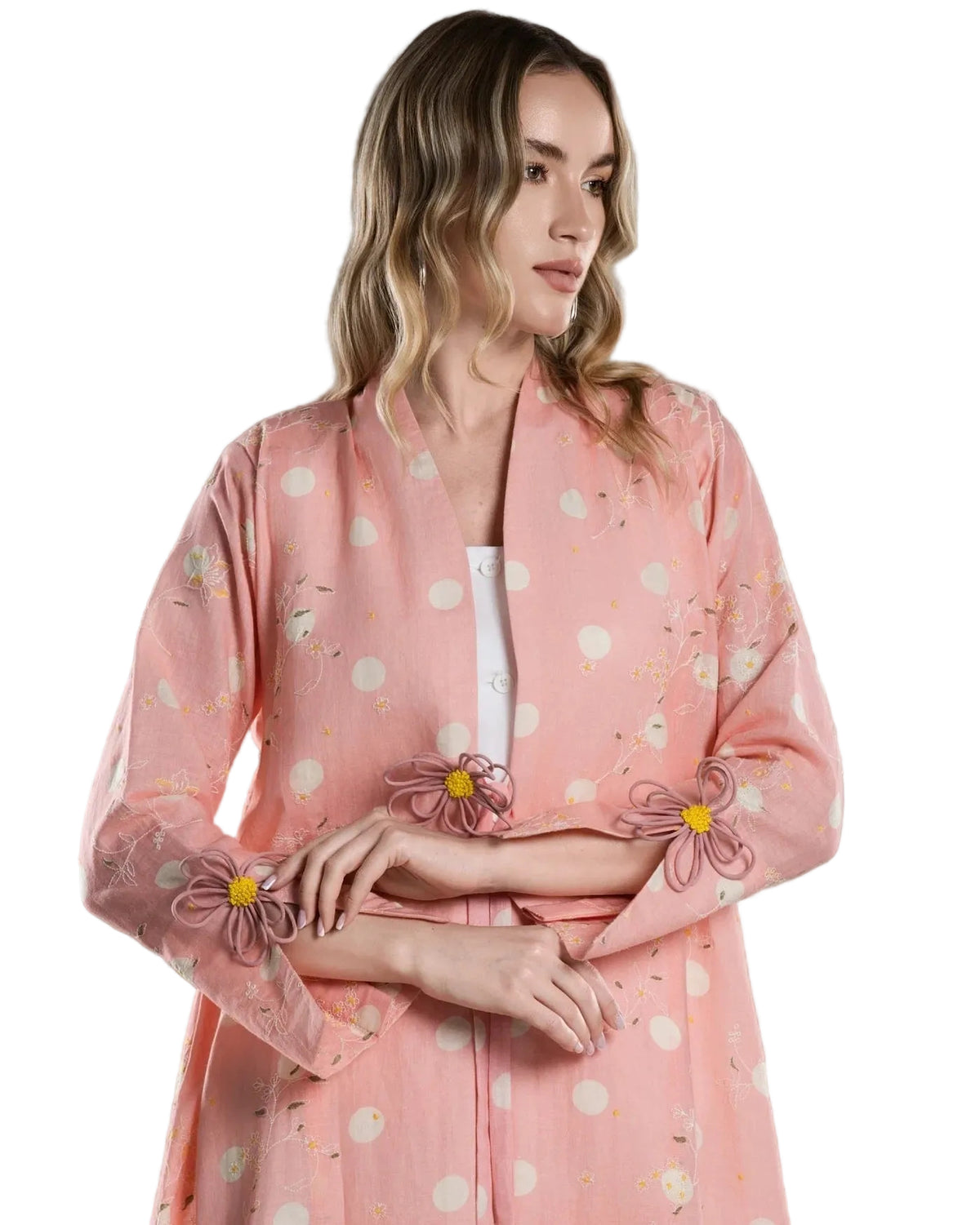 DSC26-004 – Pink Linen Abaya - ALDUKAN - MIRA Y MANO