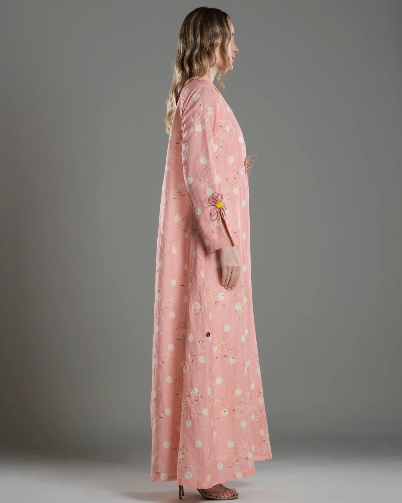 DSC26-004 – Pink Linen Abaya - ALDUKAN - MIRA Y MANO