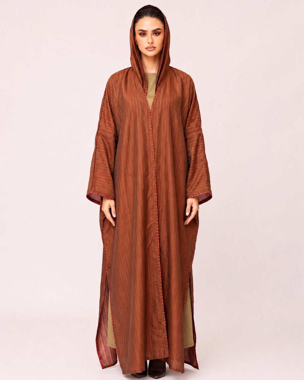 DSC26-018 – Brown Chiffon Abaya - ALDUKAN - MIRA Y MANO