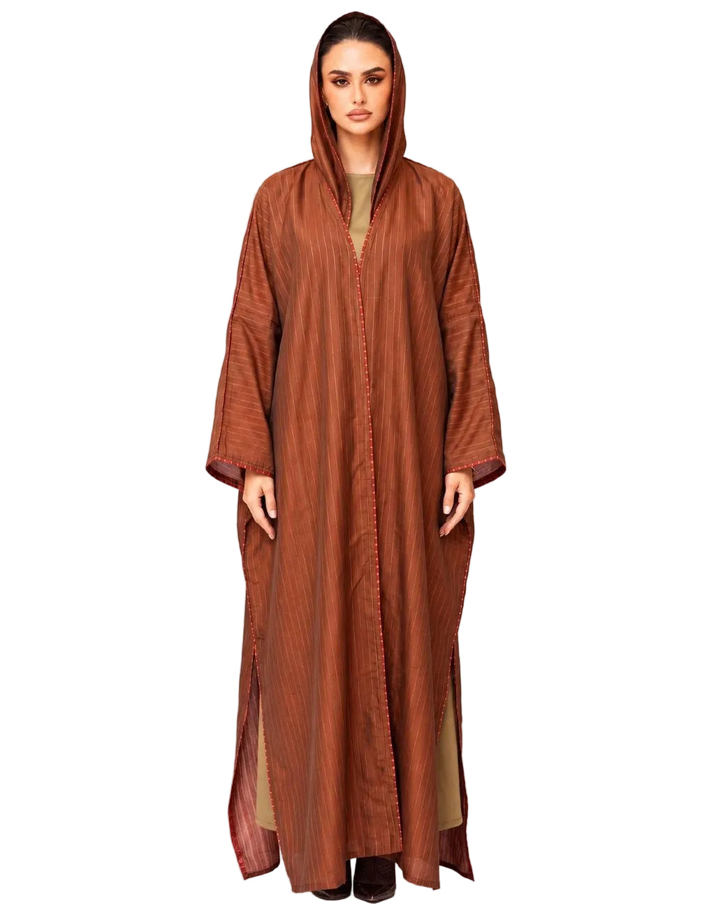 DSC26-018 – Brown Chiffon Abaya - ALDUKAN - MIRA Y MANO