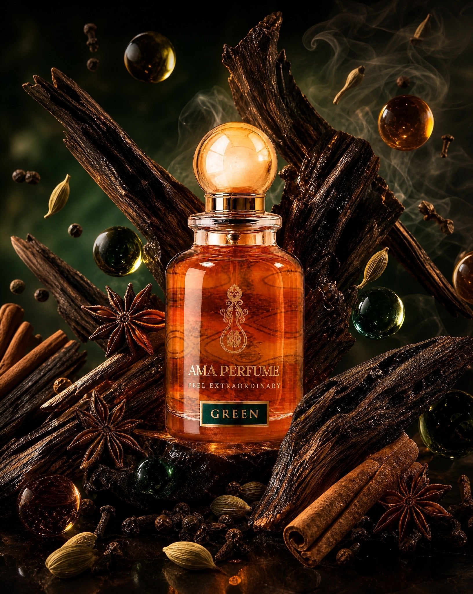 Green AMA Perfume – Burma Oud Spice - AMA PERFUMES - MIRA Y MANO