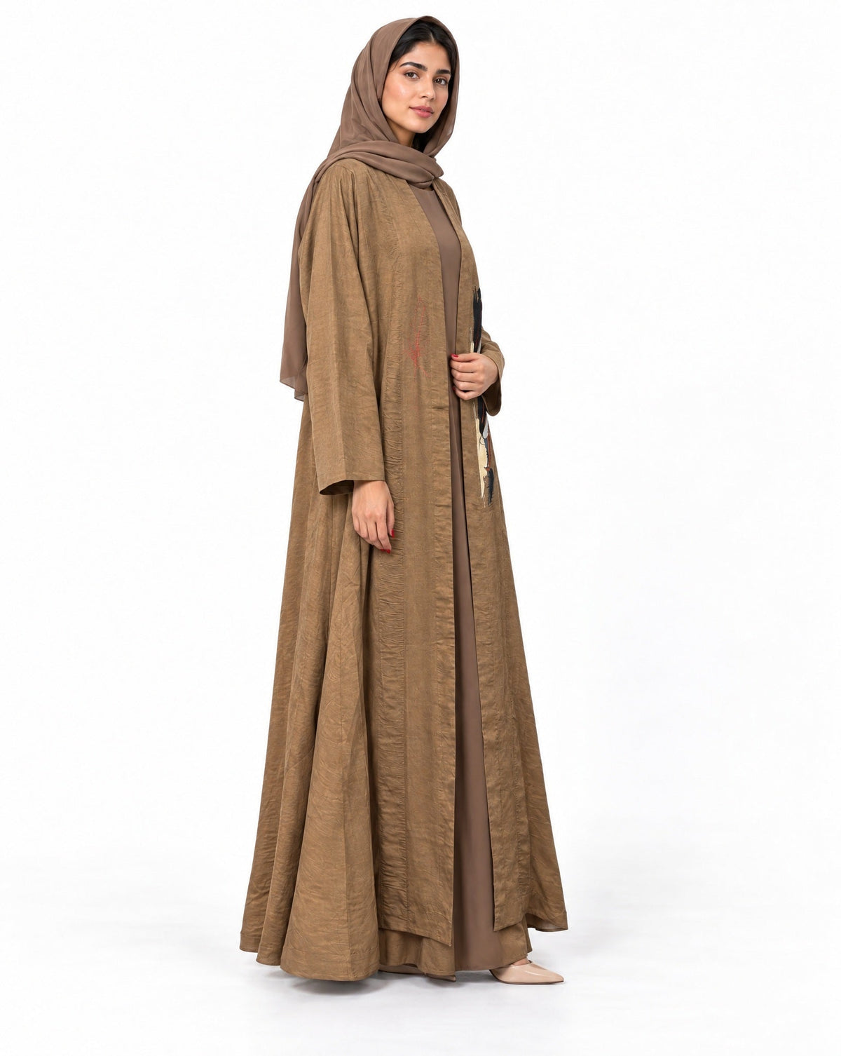 Aliya2 Camel Brown Abaya Set - AMBER FEROZ - MIRA Y MANO