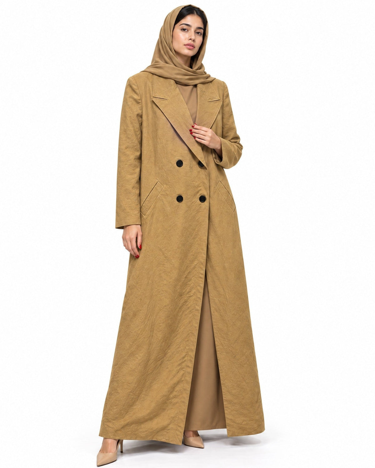 CML-HTLR TRENCH ABAYA COAT - AMBER FEROZ - MIRA Y MANO