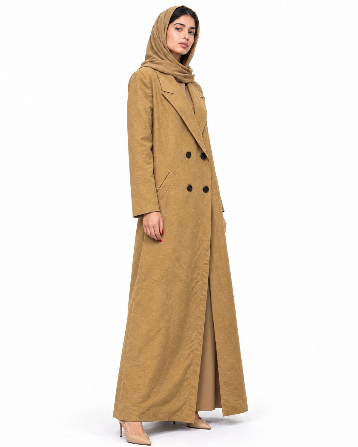 CML-HTLR TRENCH ABAYA COAT - AMBER FEROZ - MIRA Y MANO