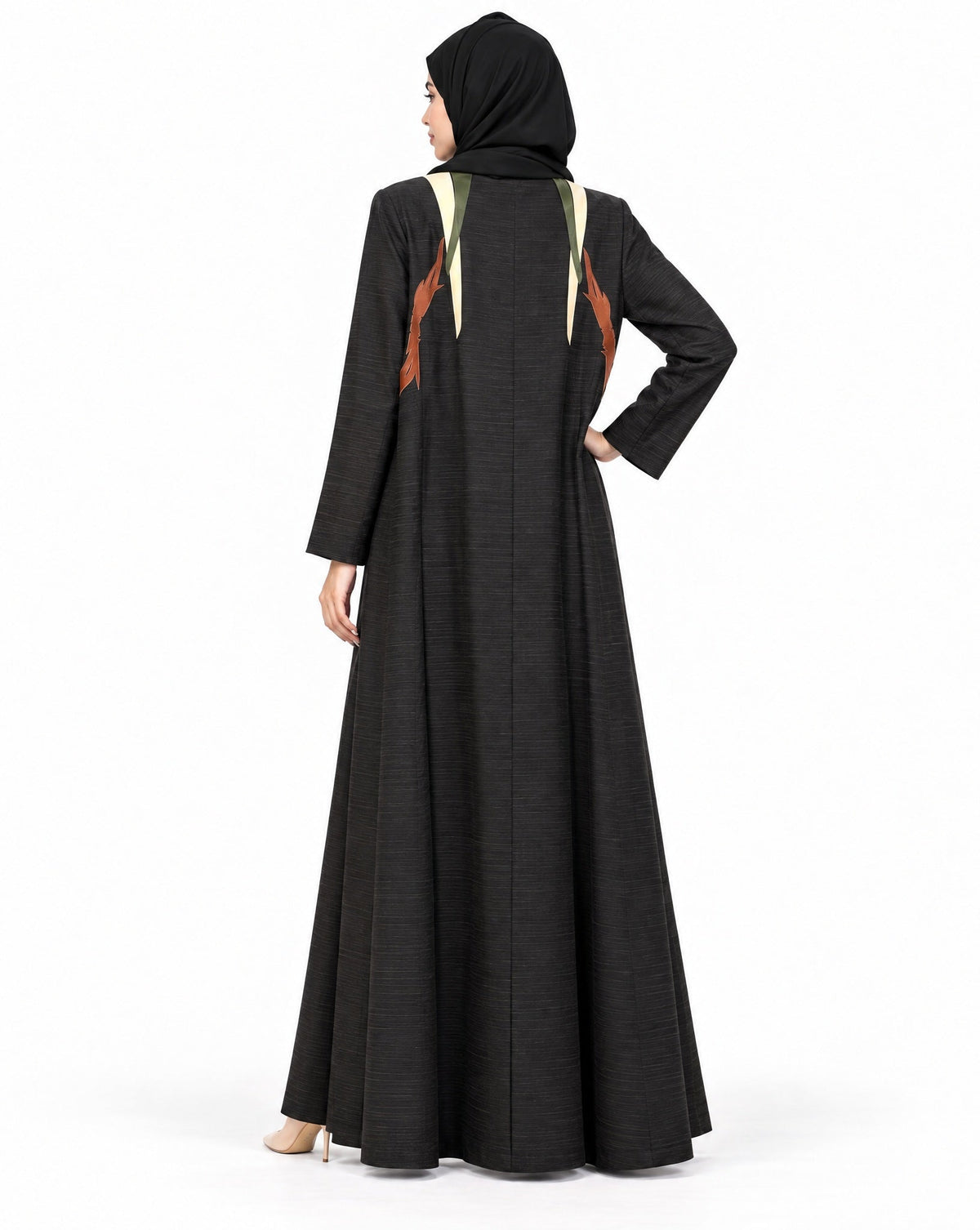 SNM - Black Jacquard Abaya - AMBER FEROZ - MIRA Y MANO