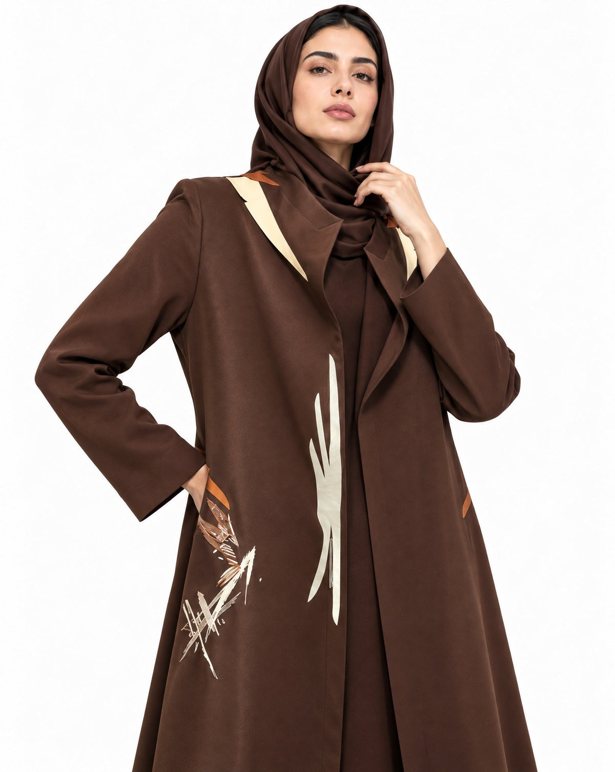 SNM - Brown Crepe Abaya - AMBER FEROZ - MIRA Y MANO