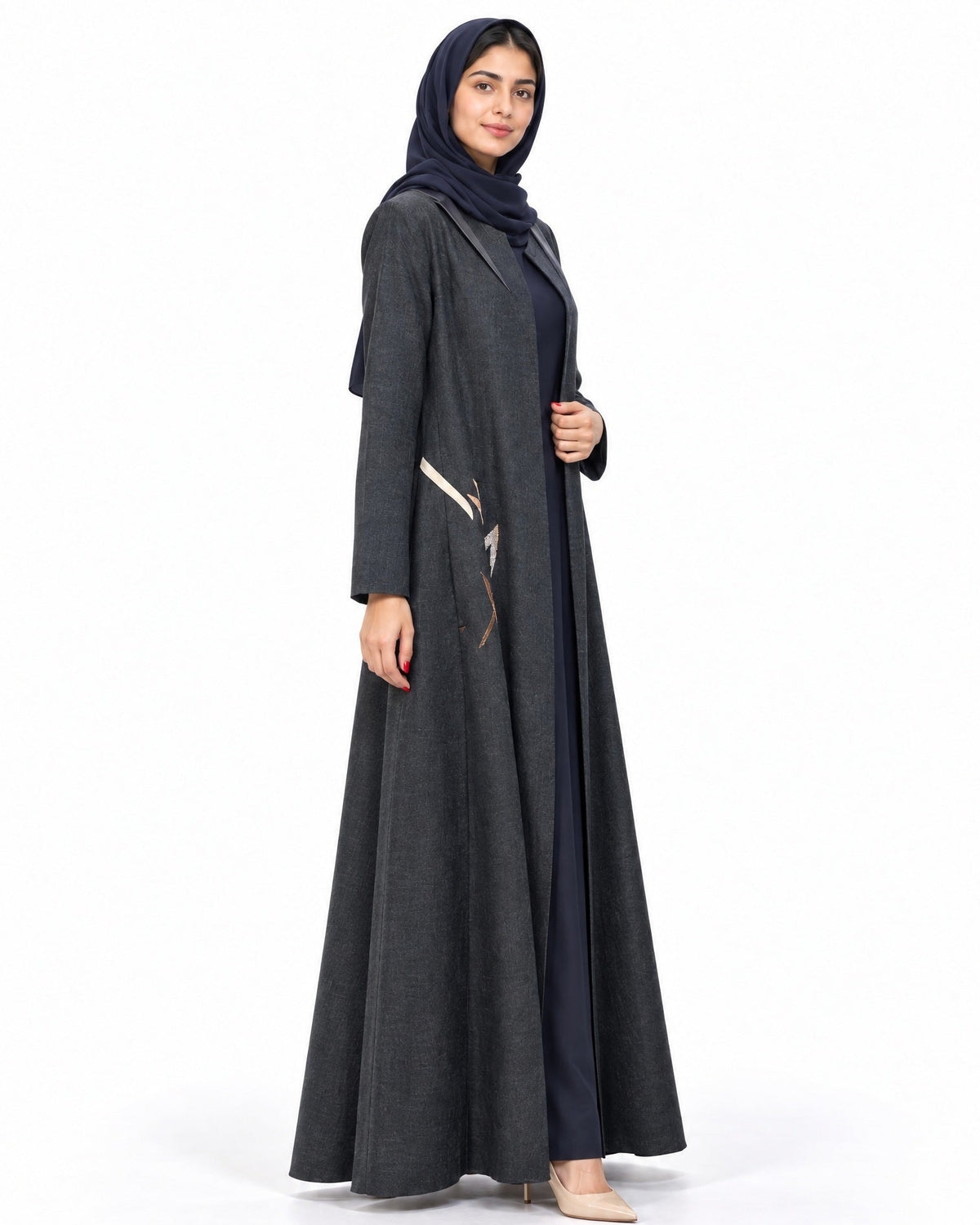 SNM - Navy Linen Abaya - AMBER FEROZ - MIRA Y MANO