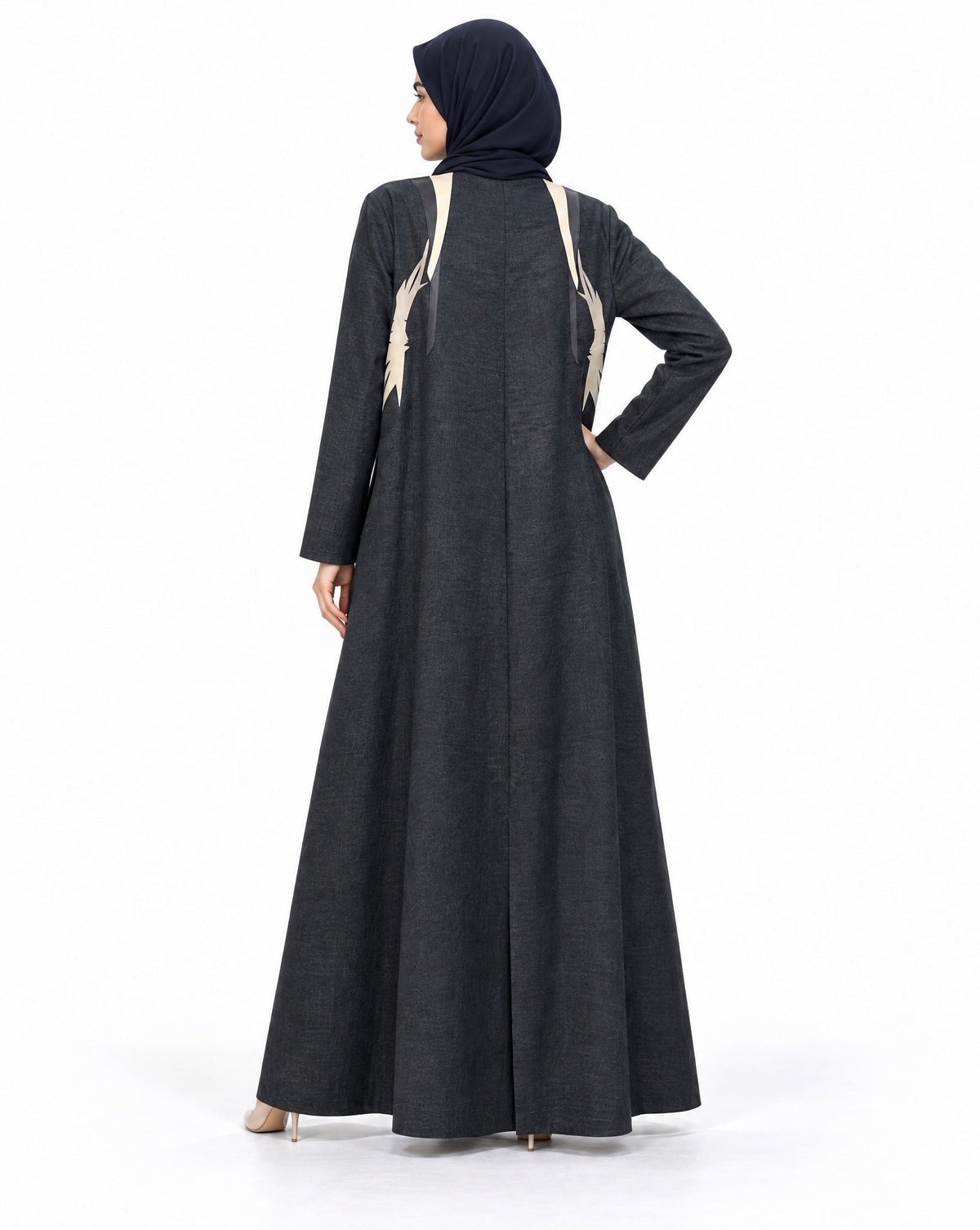 SNM - Navy Linen Abaya - AMBER FEROZ - MIRA Y MANO