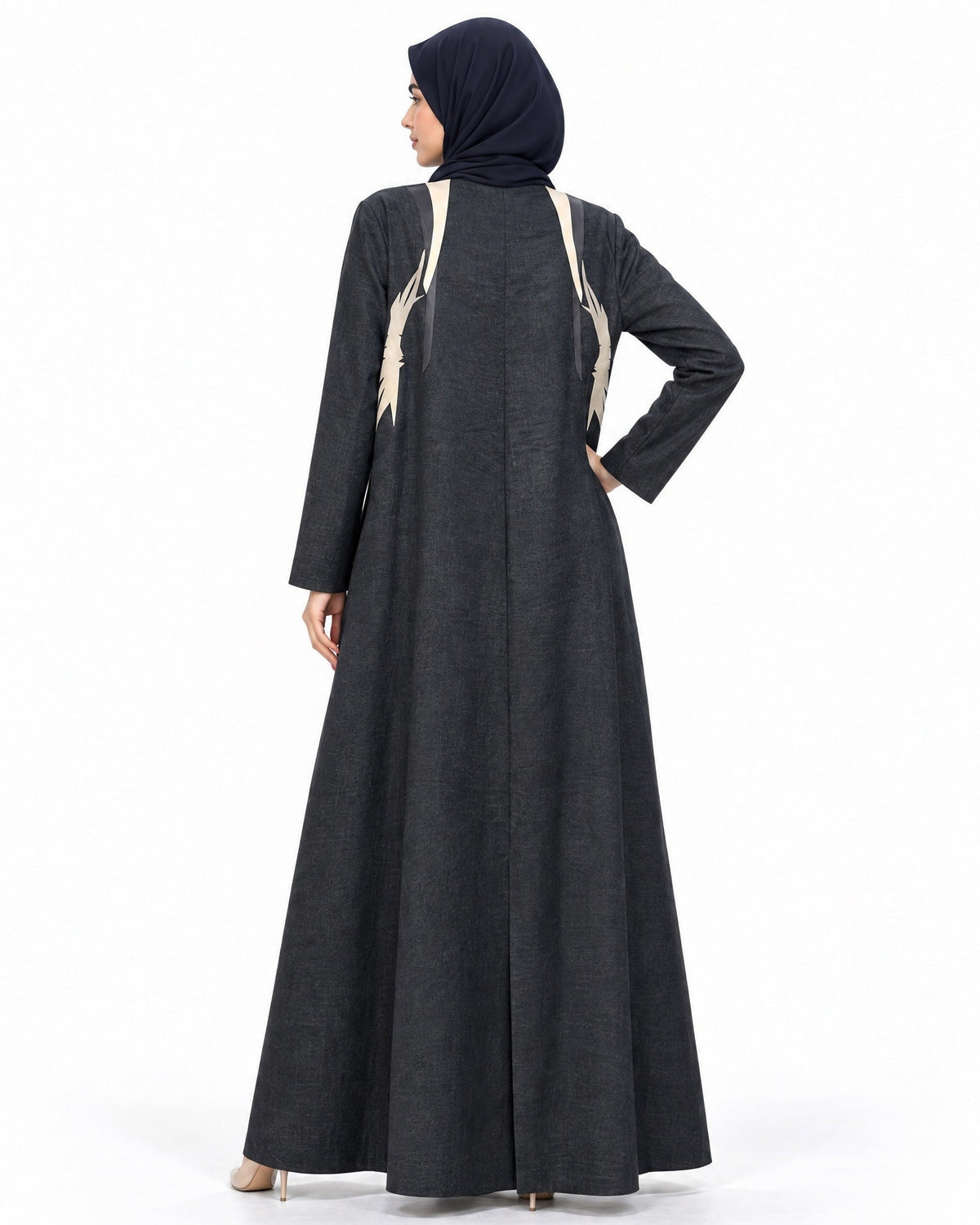 SNM - Navy Linen Abaya - AMBER FEROZ - MIRA Y MANO