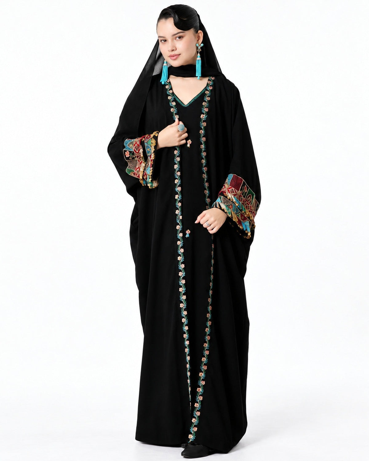 NEW-1 – Black Crepe Abaya Set - AMORE MIO BY HITU - MIRA Y MANO