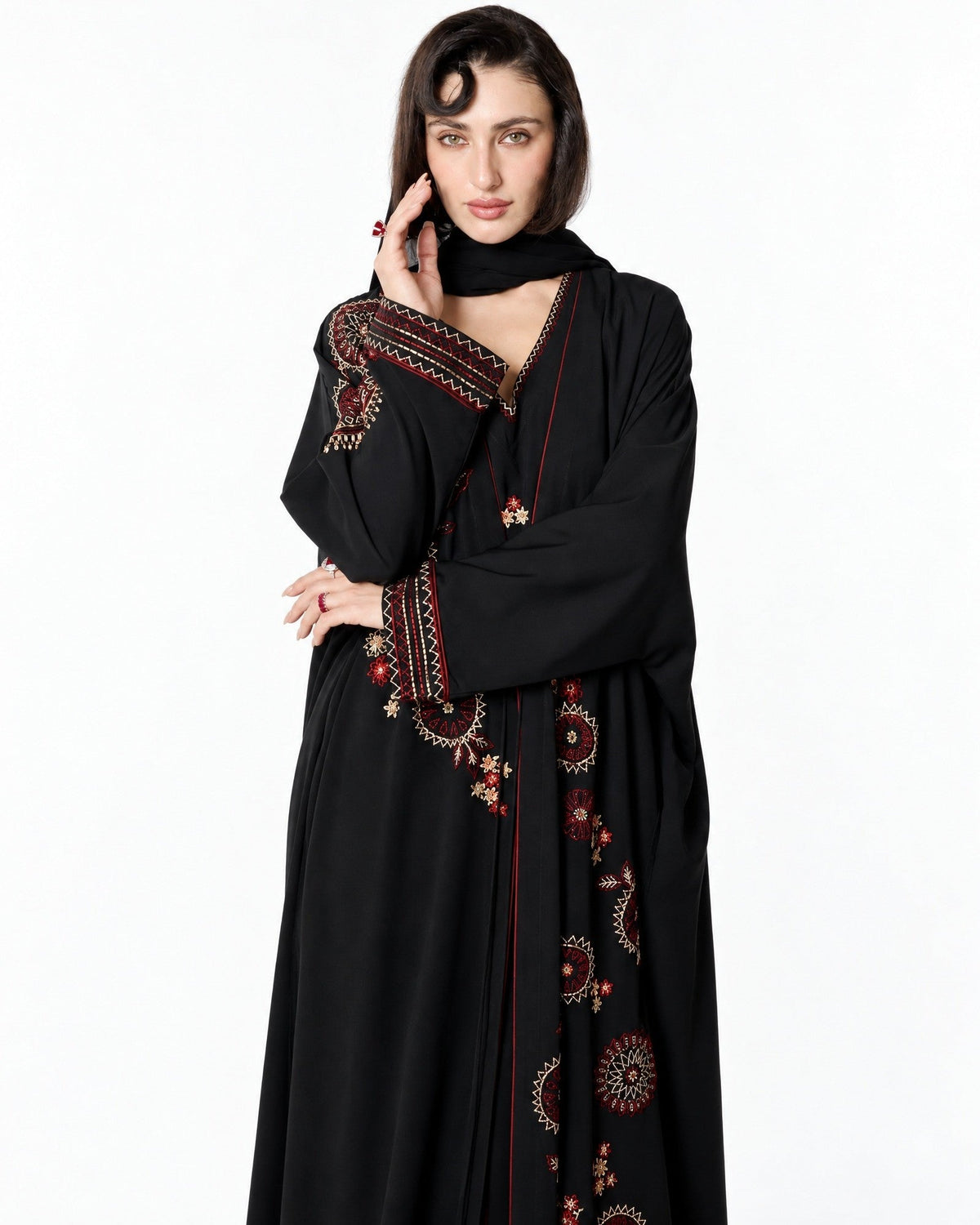 NEW-2 – Black Crepe Abaya Set - AMORE MIO BY HITU - MIRA Y MANO
