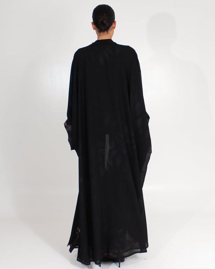 Lined Chiffon Olive – Black Chiffon Abaya - ASDAF LINE - MIRA Y MANO