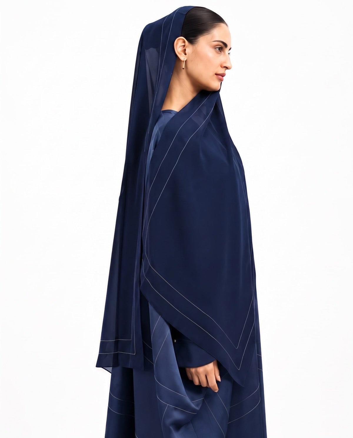 A26-25N - Navy Silk Abaya - ASL - MIRA Y MANO