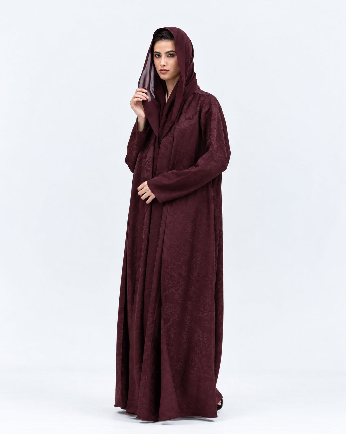 Layer Abaya in Burgundy Pattern - CHIKA - MIRA Y MANO