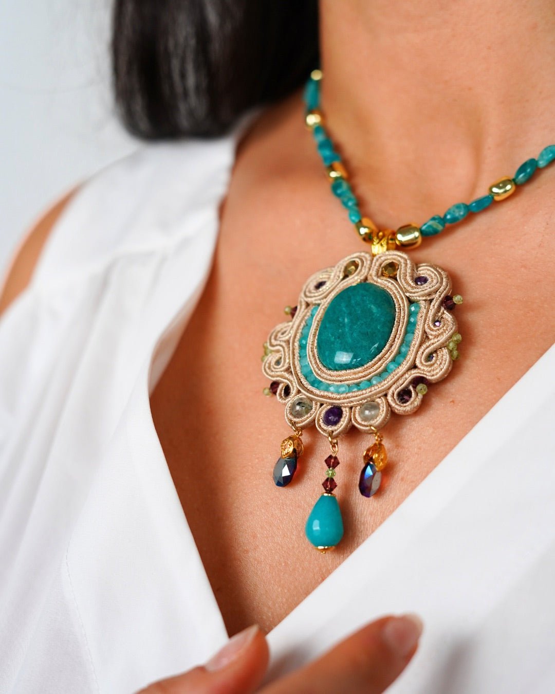RIMAL 1N – Turquoise Cotton Mix Necklace - DESIREA - MIRA Y MANO