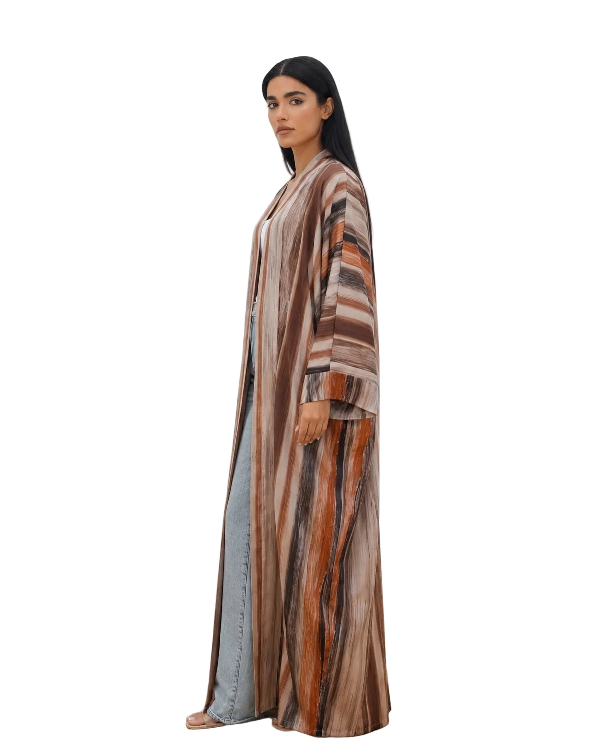 ABM26-1147A - Brown Silk Abaya - EFFA - MIRA Y MANO
