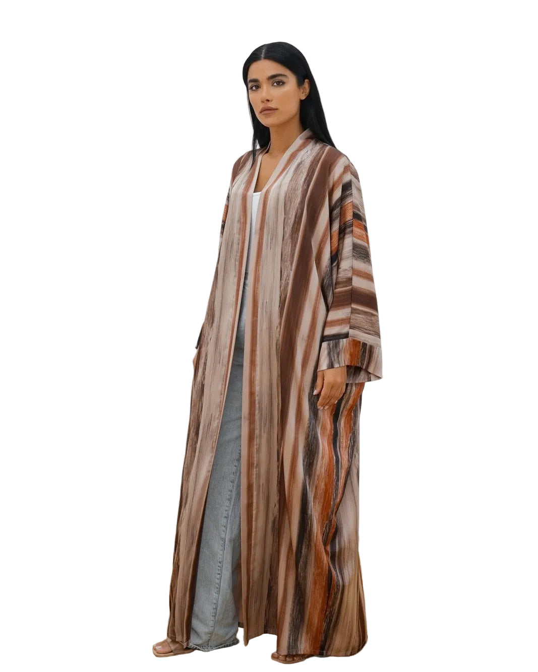 ABM26-1147A - Brown Silk Abaya - EFFA - MIRA Y MANO