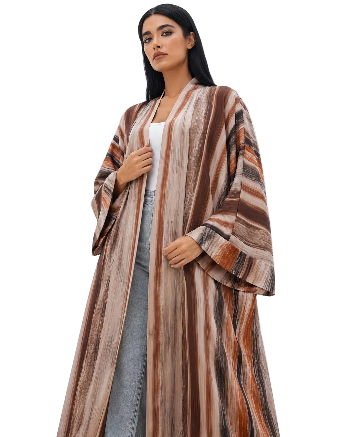 ABM26-1147A - Brown Silk Abaya - EFFA - MIRA Y MANO