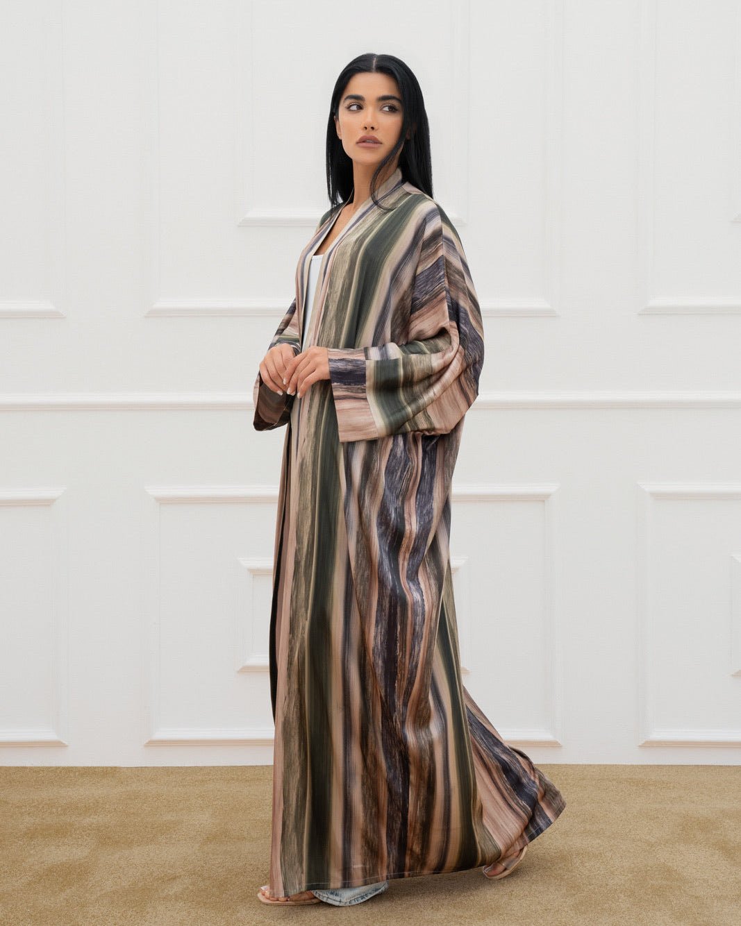 ABM26-1147C - Olive Silk Abaya - EFFA - MIRA Y MANO