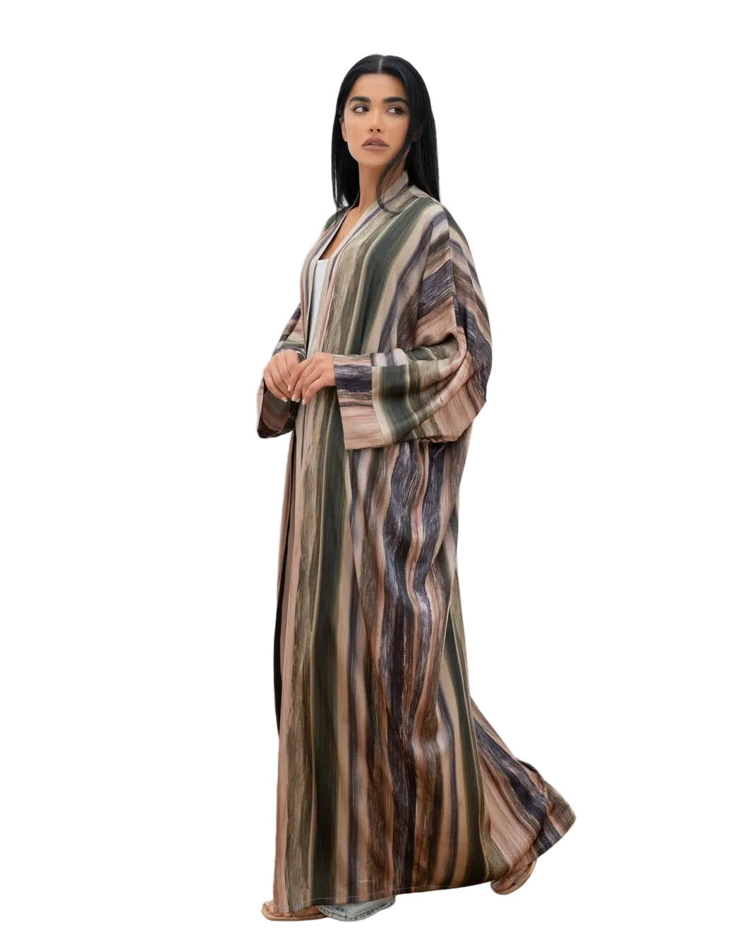 ABM26-1147C - Olive Silk Abaya - EFFA - MIRA Y MANO
