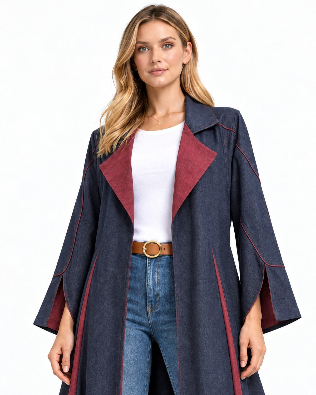 ABY 4094T-NY - Navy Linen Abaya - Emad Rizq - MIRA Y MANO