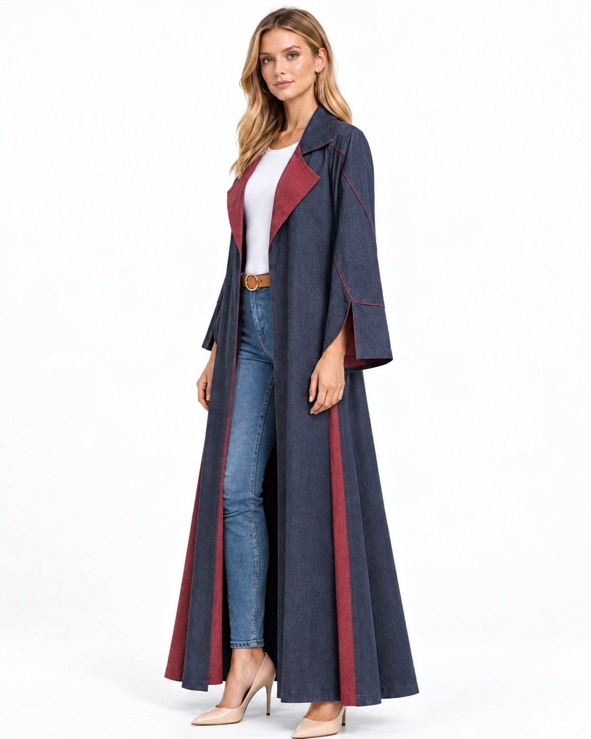 ABY 4094T-NY - Navy Linen Abaya - Emad Rizq - MIRA Y MANO
