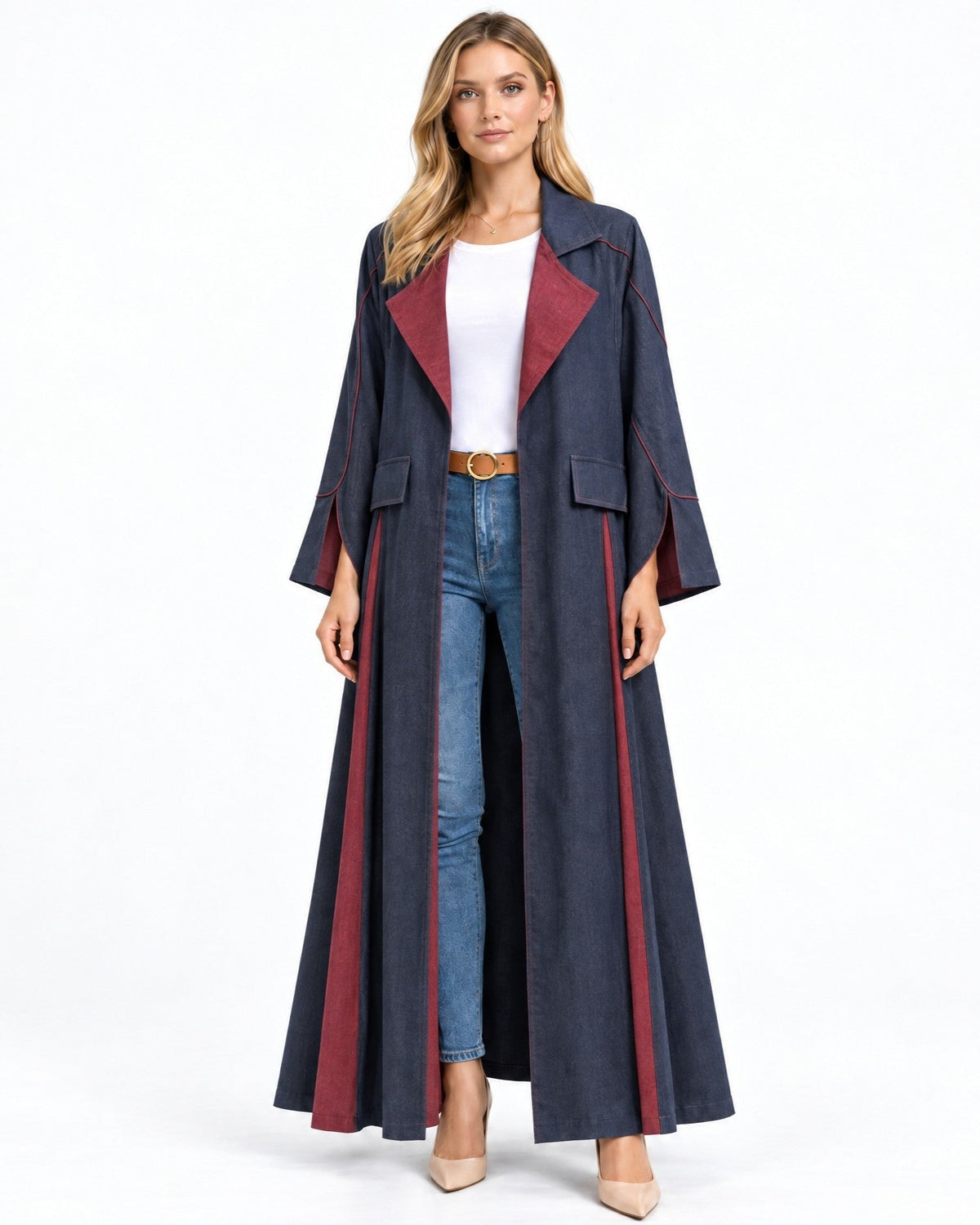 ABY 4094T-NY - Navy Linen Abaya - Emad Rizq - MIRA Y MANO