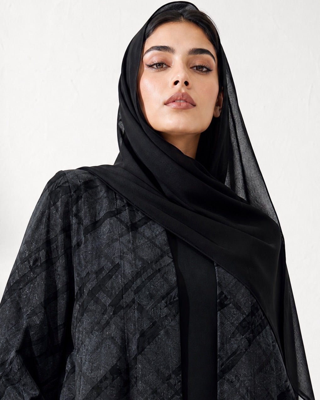 ABY 4674M – Black Washed Silk Abaya - EMAD RIZQ - MIRA Y MANO