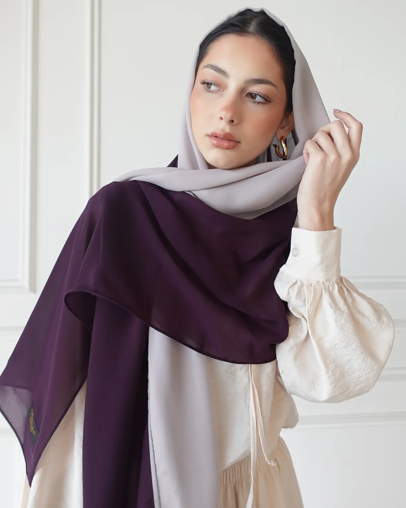 BL9053 TWO IN ONE PURPLE - LAVENDER SCARF - FOULARD - MIRA Y MANO