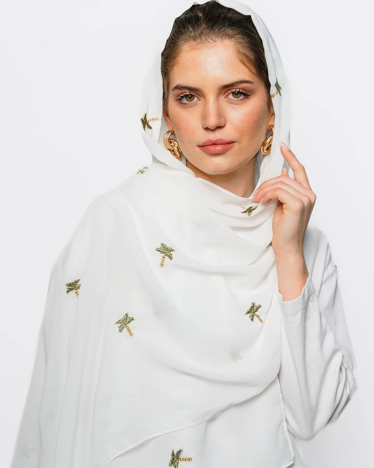 FD9005 Sedra - White Chiffon Scarf - FOULARD - MIRA Y MANO