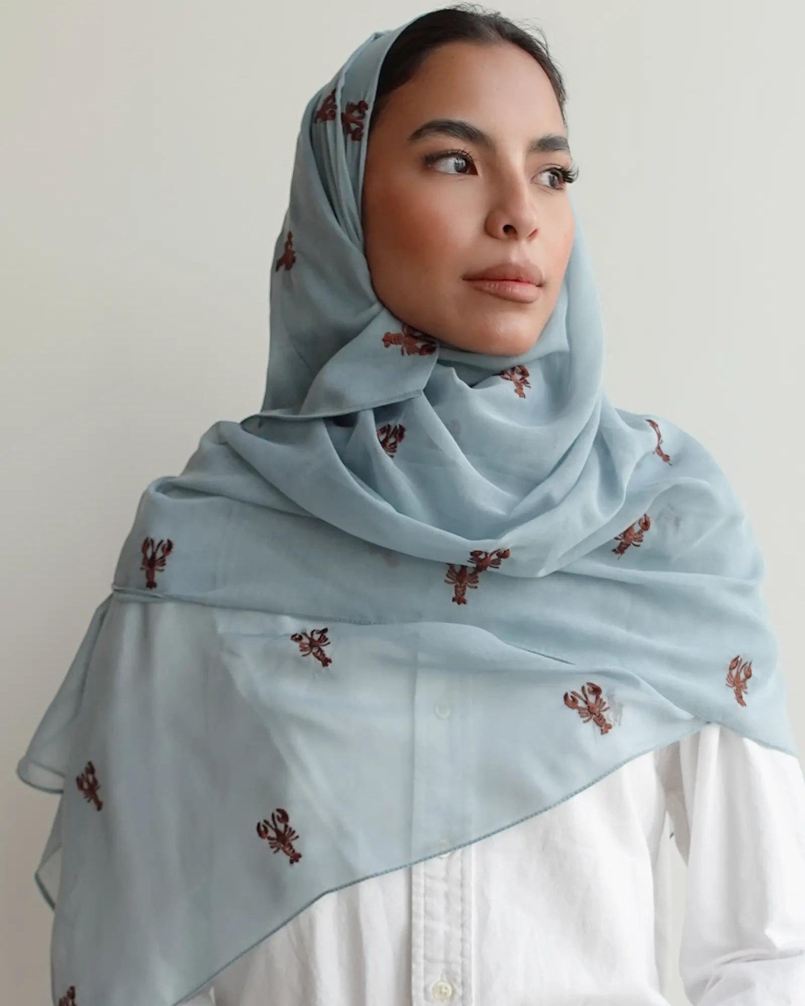 HM1020 Coastal Cutie – Steel Blue Chiffon Scarf - FOULARD - MIRA Y MANO