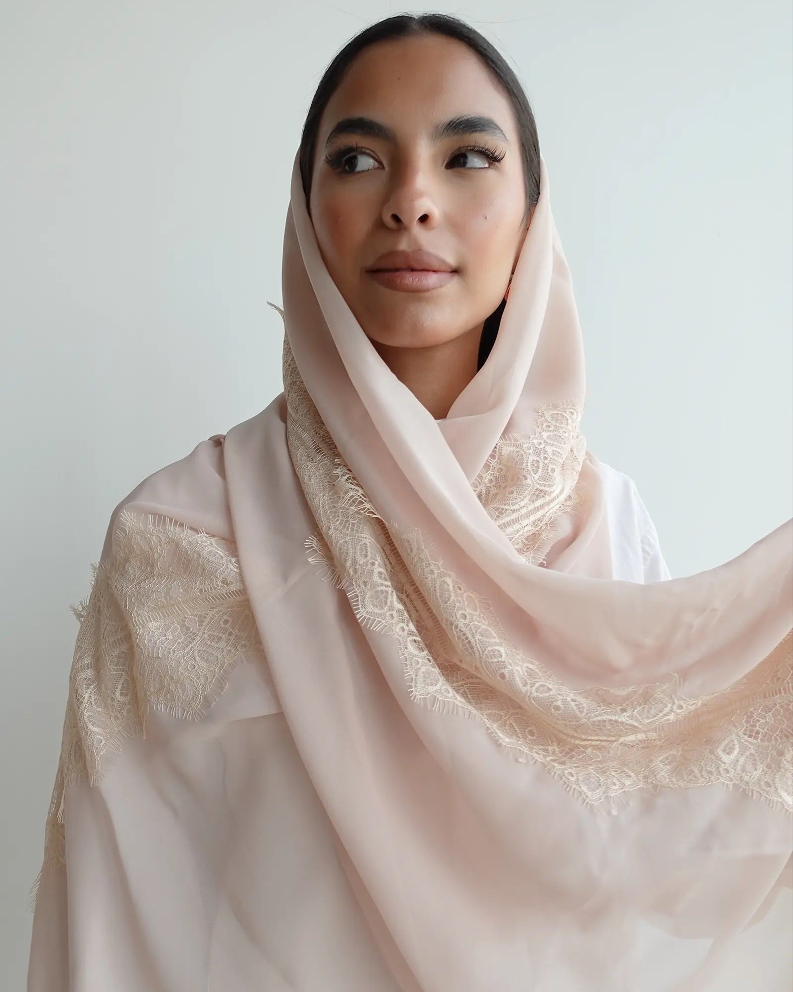 NJ1002 Delicate Grace – Peach Puff Chiffon Scarf - FOULARD - MIRA Y MANO