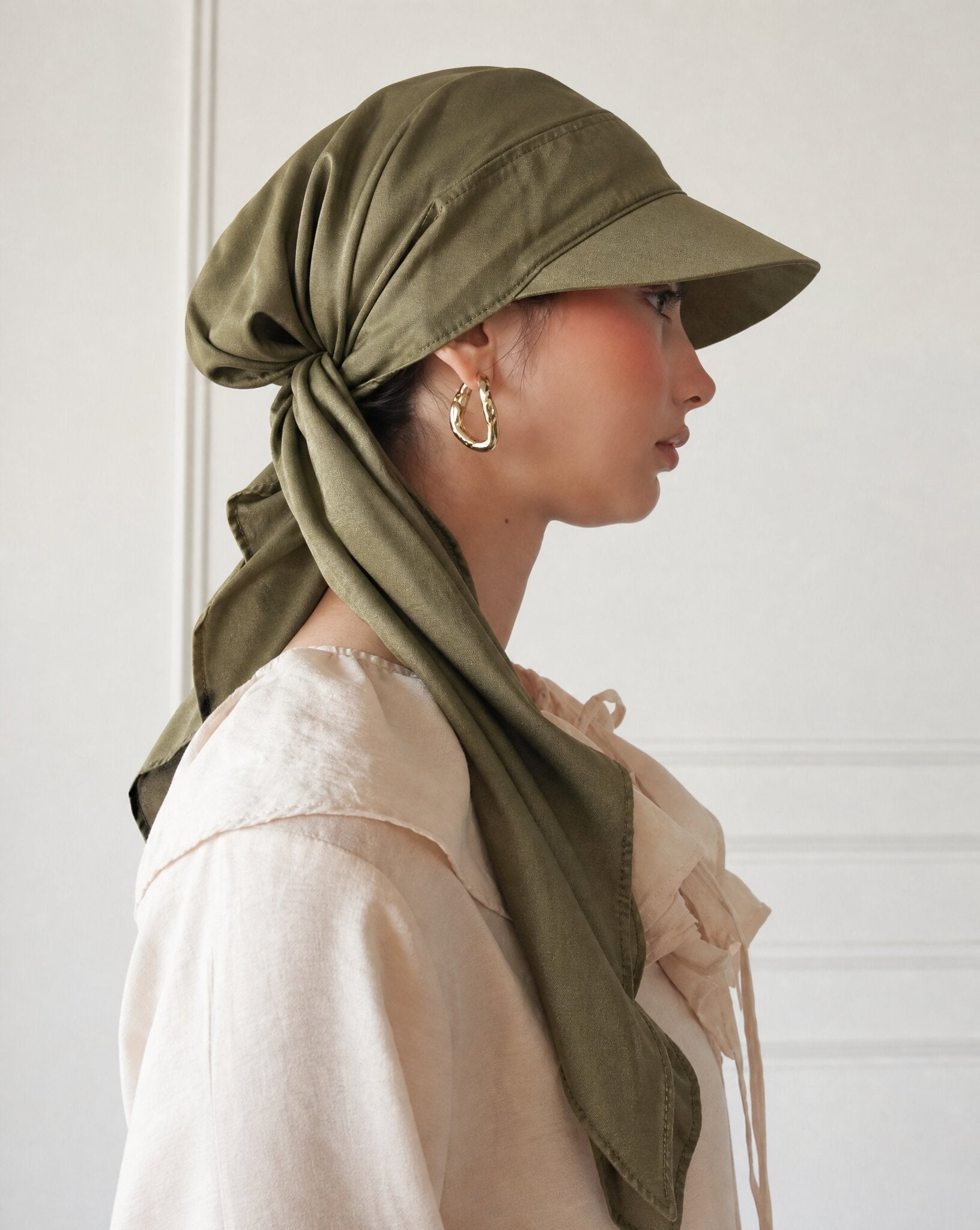 ST1154 SANIA DARK GREEN – Dark Green Cotton Mix Turban Hat - FOULARD - MIRA Y MANO