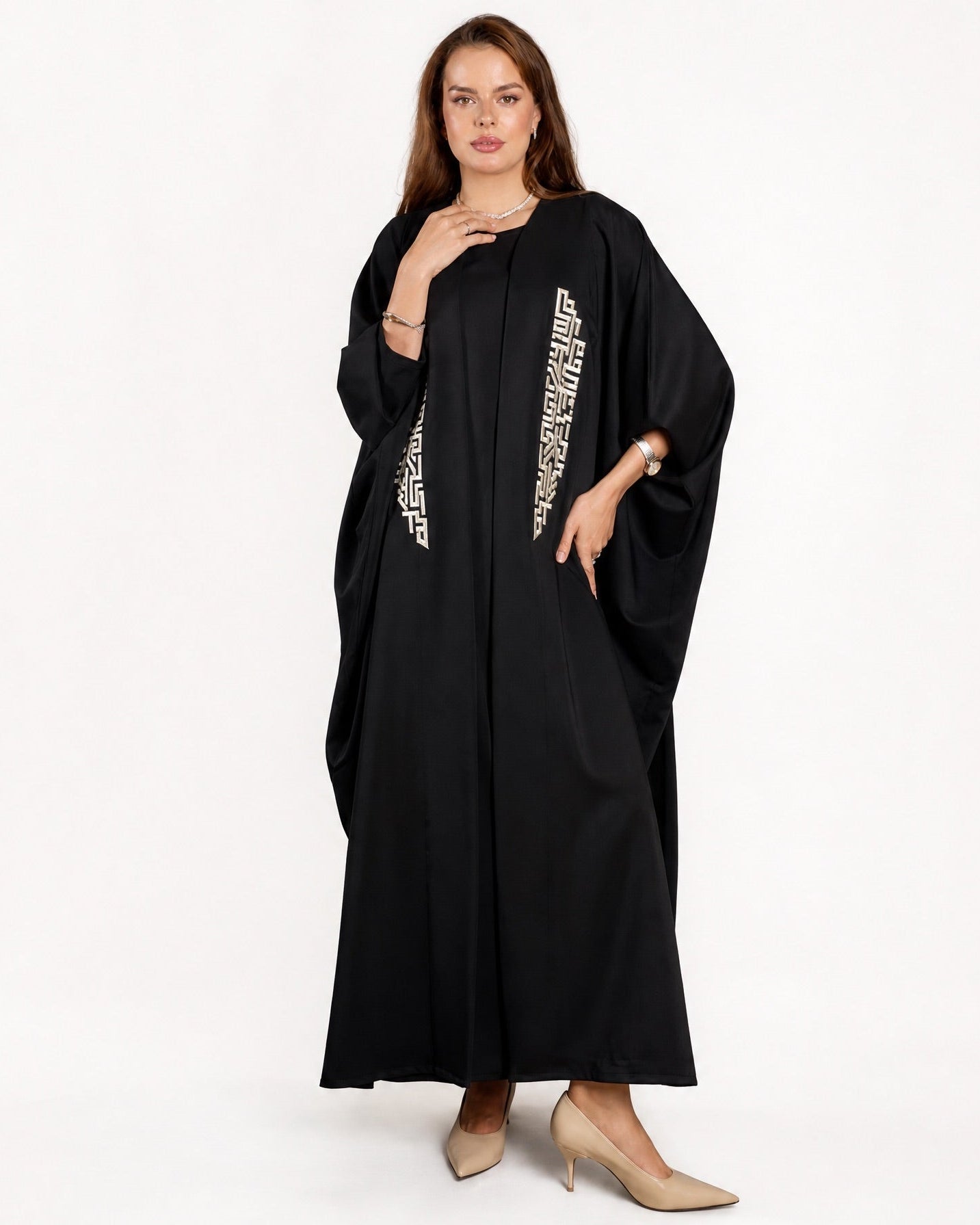 FC 831 – Black Crepe Abaya Set - FOUZ COUTURE - MIRA Y MANO