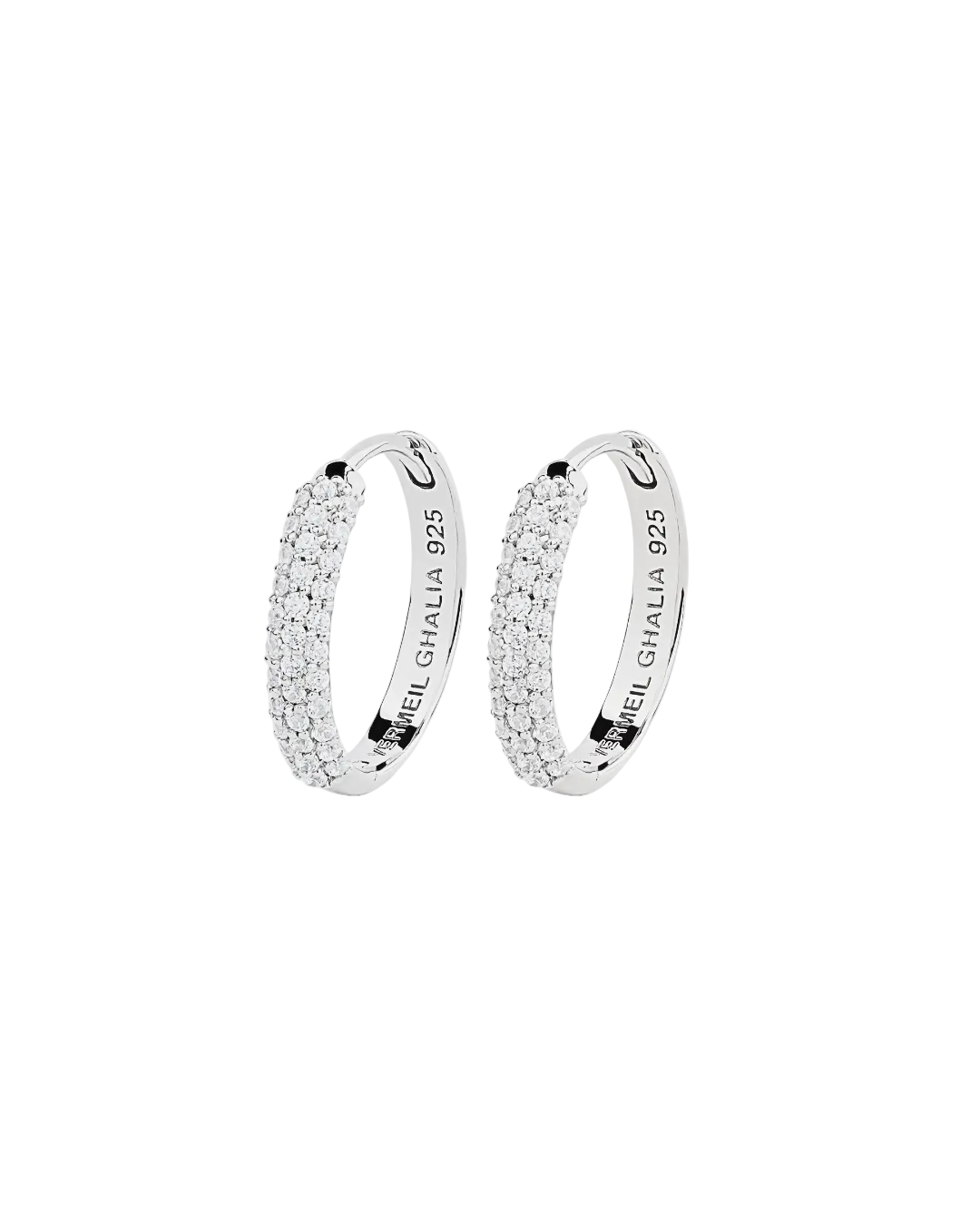 SILVER PAVA EAR HOOPS EARRINGS - GHALIA - MIRA Y MANO