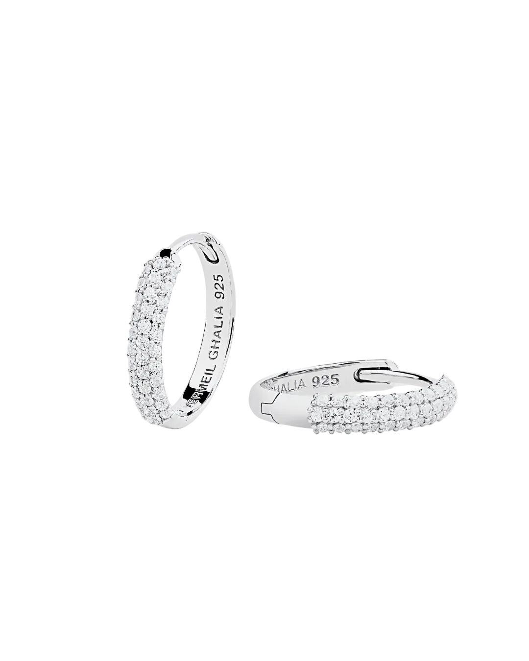 SILVER PAVA EAR HOOPS EARRINGS - GHALIA - MIRA Y MANO