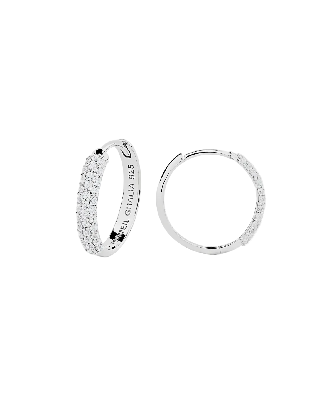 SILVER PAVA EAR HOOPS EARRINGS - GHALIA - MIRA Y MANO
