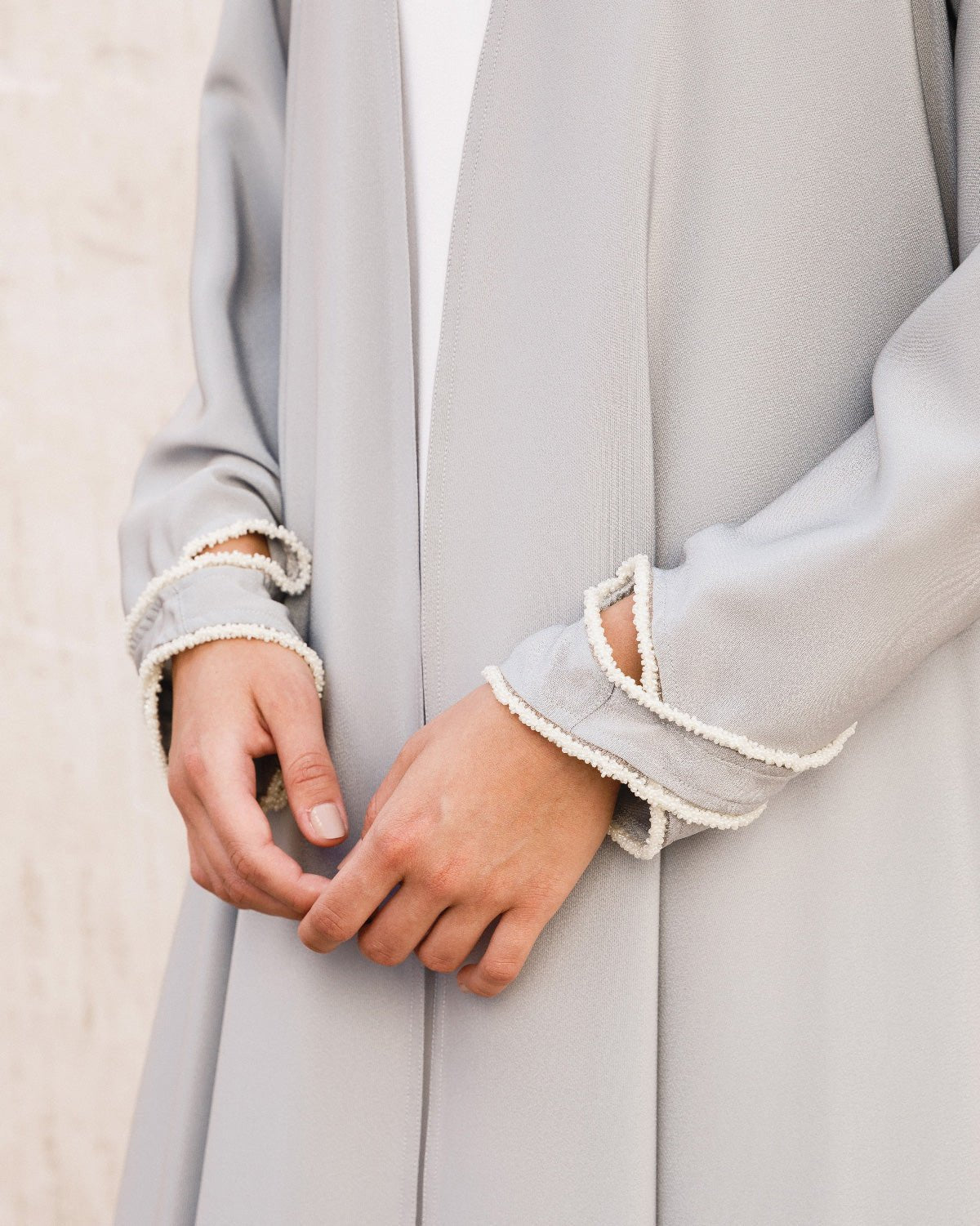 G151-CB - Beige Crepe Abaya - GUL - MIRA Y MANO