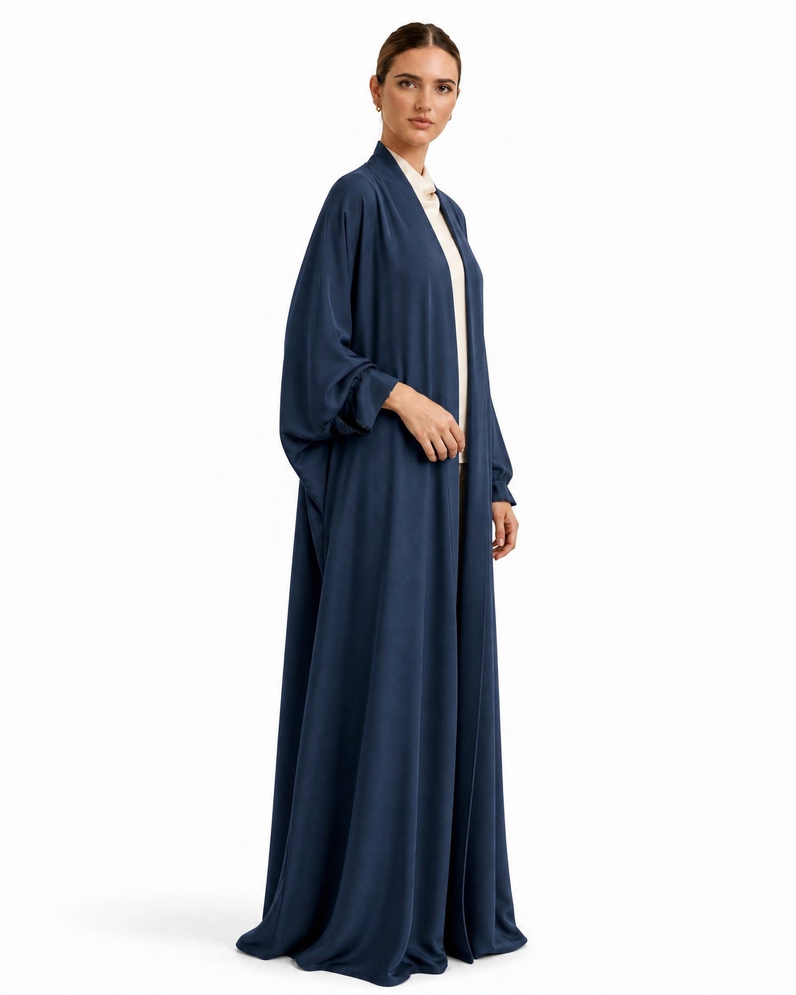 G224-PB – Dark Blue Crepe Abaya - GUL - MIRA Y MANO