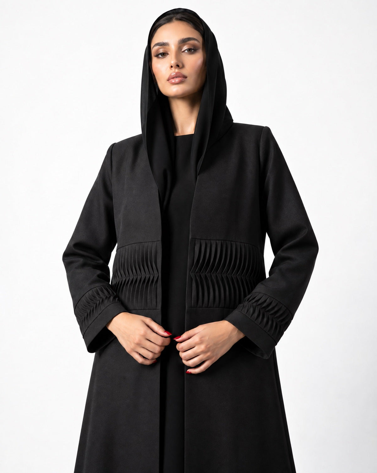HON0101 - Black Cotton Mix Abaya - HOUSE OF N - MIRA Y MANO